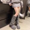 Winter Fashion Platform Women Knee-High Boots Punk Style Slip On Shoes Height Increase Pipe Long Knight Booties