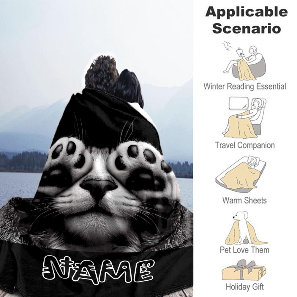 Cat Eyes Customize Text Blanket Gift Personalized Blanket Comfortable Throw For Living Room Seaside Livingroom Office Four Seasons Multipurpose