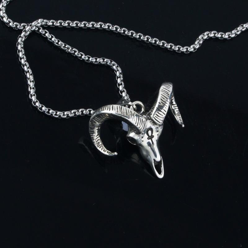 Vintage Goat Head Zodiac Sheep Pendant Necklace For Men Fashion Clavicle Chain
