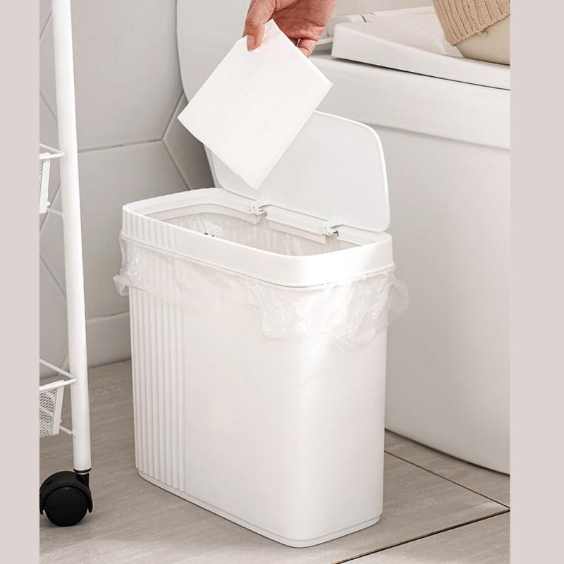 Kitchen Bathroom Trash Can Garbage Can With Press Top Lid For Bedroom Kitchen Office Living Room