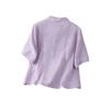 Women's Retro Loose Fit Linen Cotton Blouse With Buttons And Embroidery