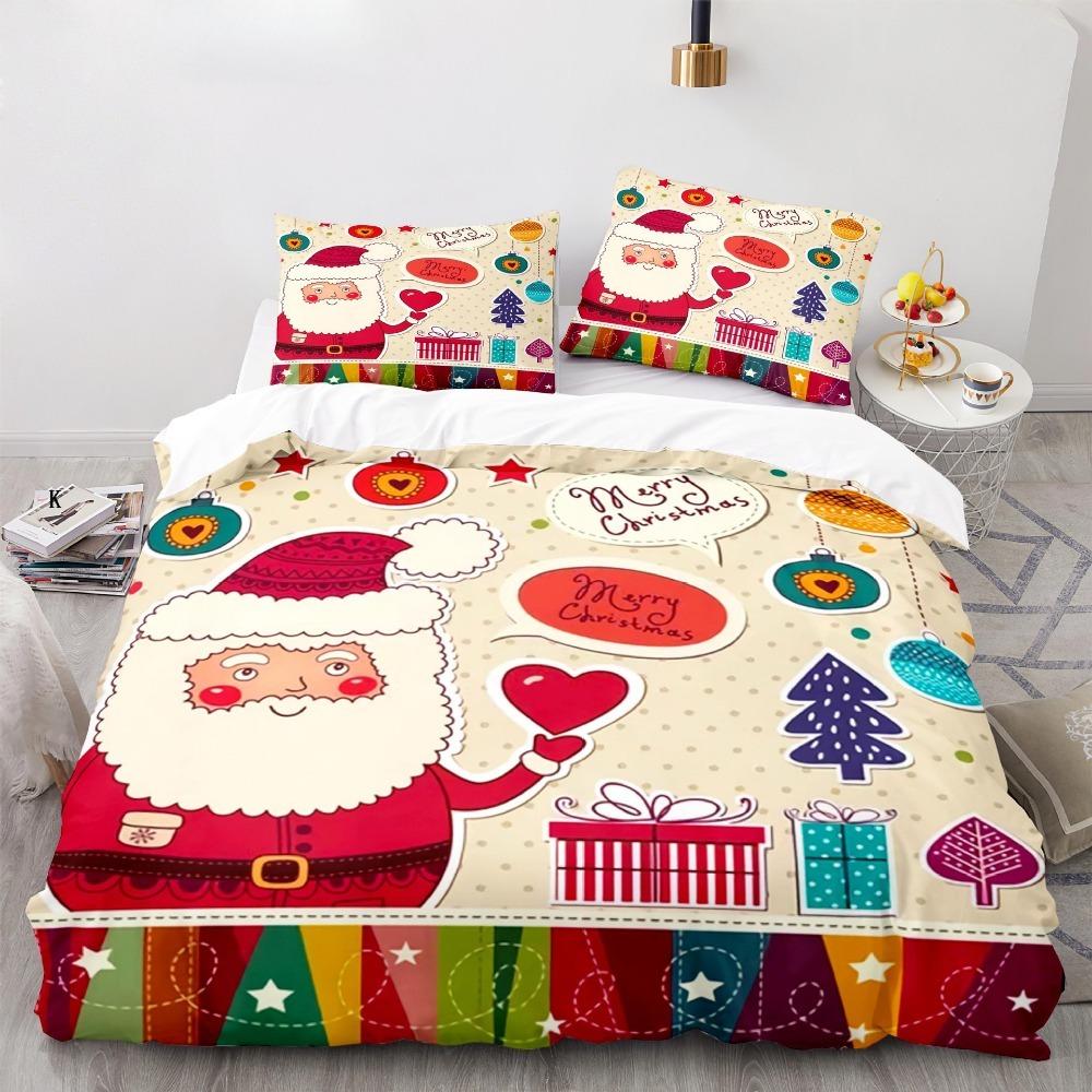 Christmas themed Santa Claus 2/3 piece bedroom set,Children'sGift Teenagers adulte Microfibre double bed Duvet Cover