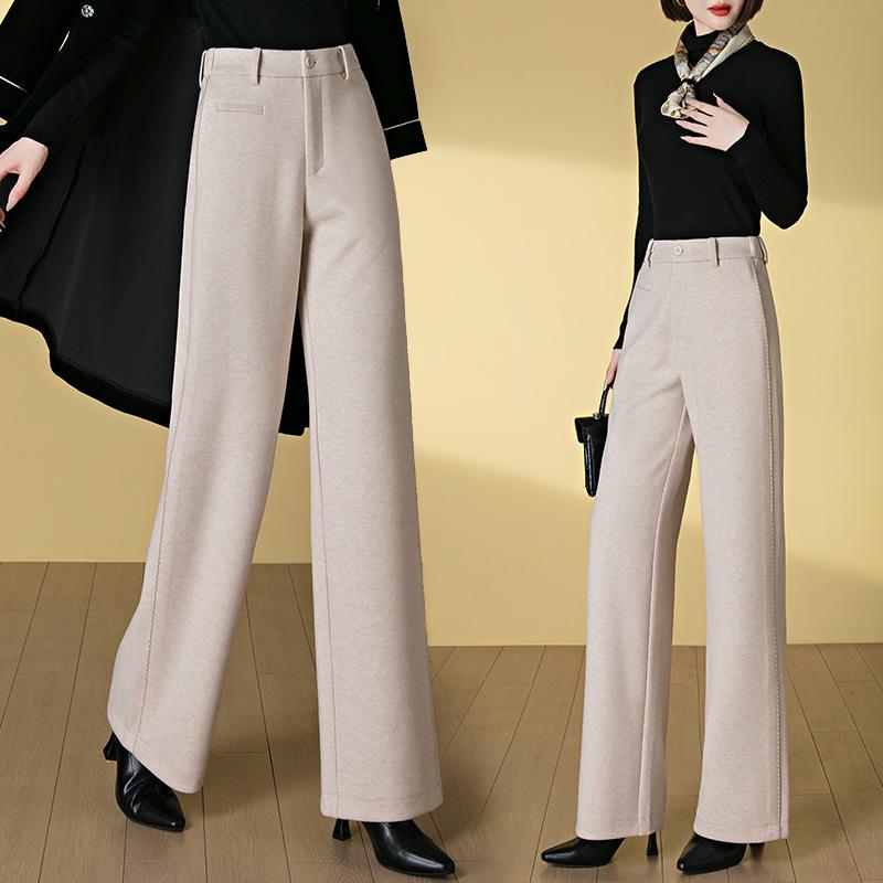 High-Waisted Women s Thickened Wool Blend Wide-Leg Pants for Autumn/Winter 28