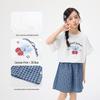Girls' Sweet Plaid Shorts Two-Piece Set