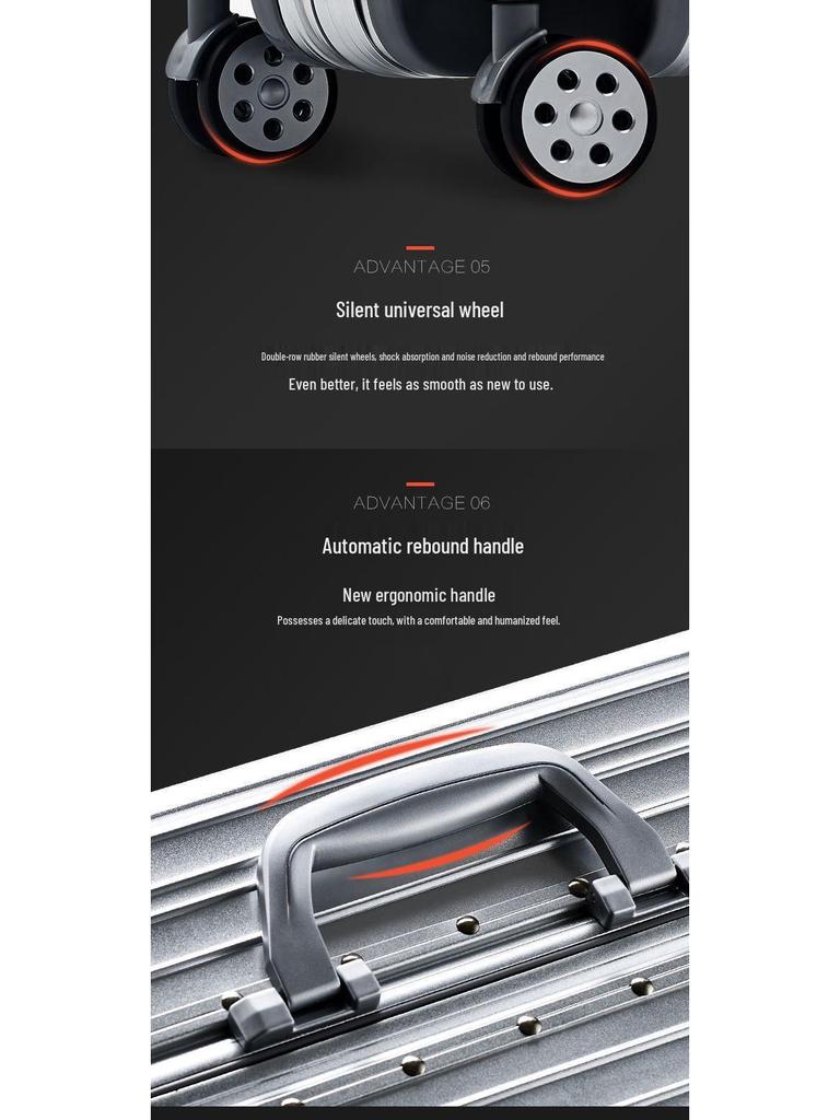 20-Inch Aluminum-Magnesium Alloy Carry-On Suitcase with Password Lock and Metal Frame