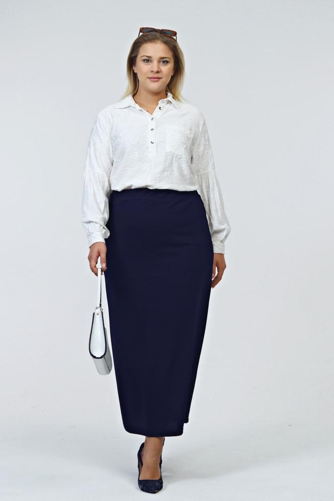 Stil Femei Fusta Marime Mari Talie Elastica Fusta Marime Plus Captusita Tesatura Tricotata Otel Negru