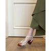 French retro woven sandals women's wear 2025 new heel thick heel open-toed high-heeled Roman shoes