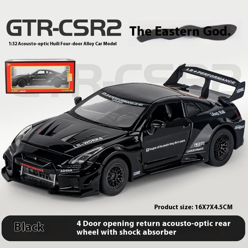 1/32 Scale Skyline Nissan GTR CSR2 Alloy Sports Car Model Die-cast Metal Toy Racing Model Simulation Sound and Light Children's Gift