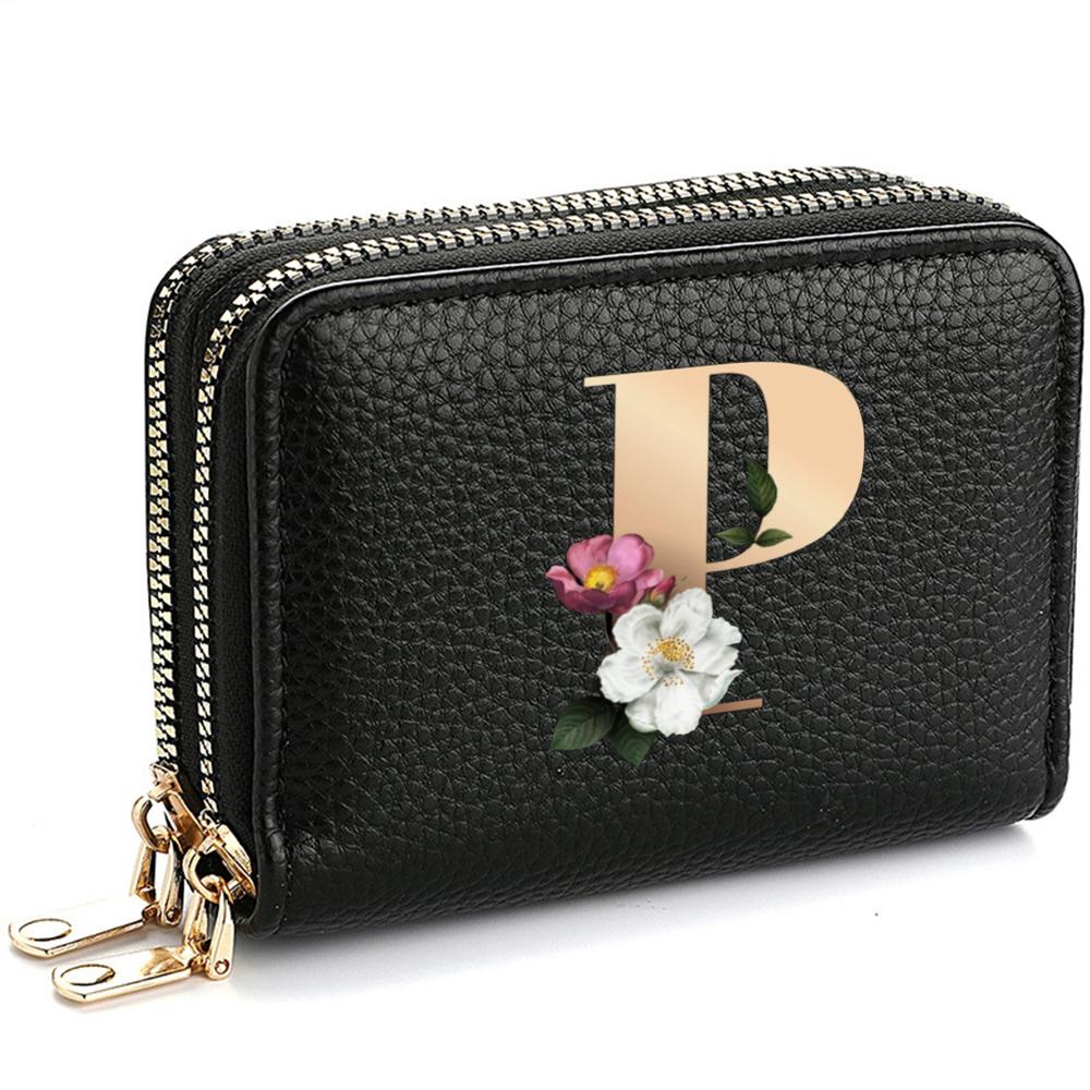 Portafoglio Portatessere da Donna, alla Moda, con Doppia Cerniera, Stampa di Lettere, Multi-Scomparto per Carte di Credito e Monete da Donna