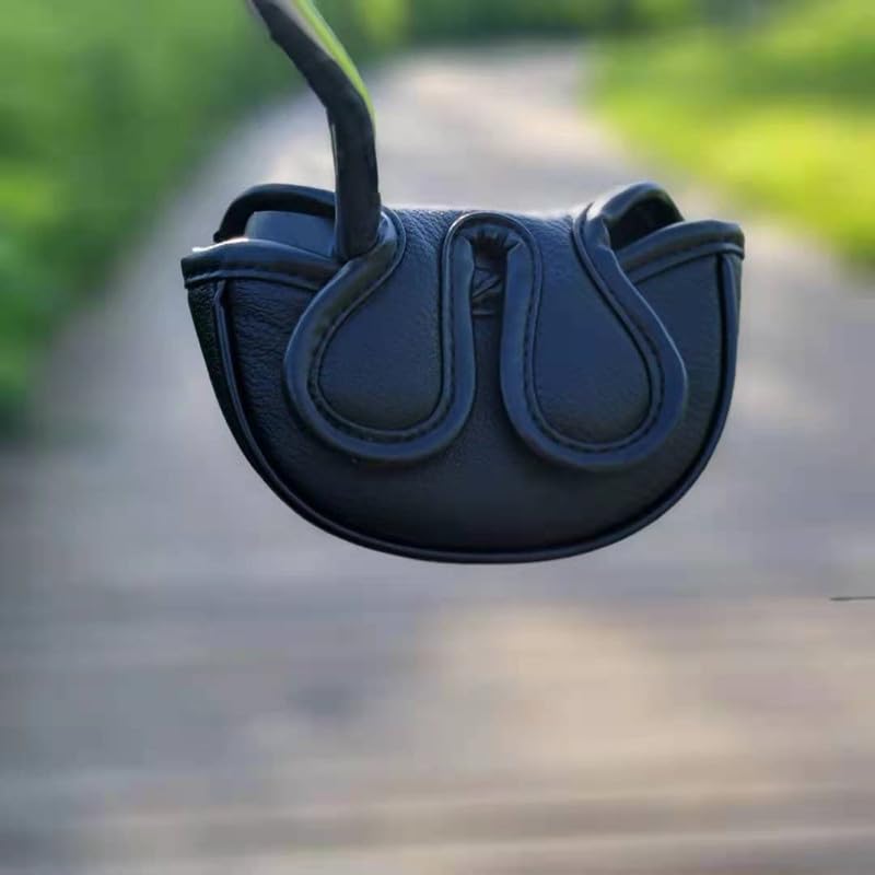 Kryt na golfový putter, lebka, středová hřídel, malý černý magnet z umělé kůže (Střední) [Položka]