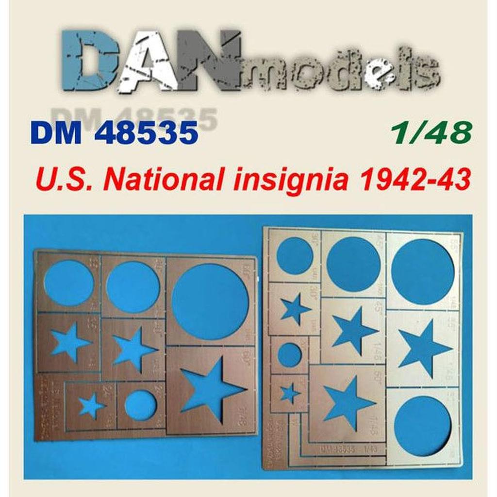 Dan Models Scale Military Aircraft Nationality Markings Etching Stencil for Hobby Painting Tools DAN48535 1/48 U.S. 1942-1943 (Airplane)