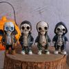 Unique Resin Skeleton Figurine In Versatile Colors For Halloween And Christmas Decor