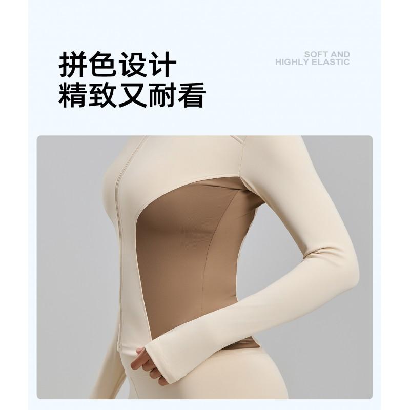 Womens Slim Fit Colorblock Yoga Jacket Running Fitness Workout Fall Winter