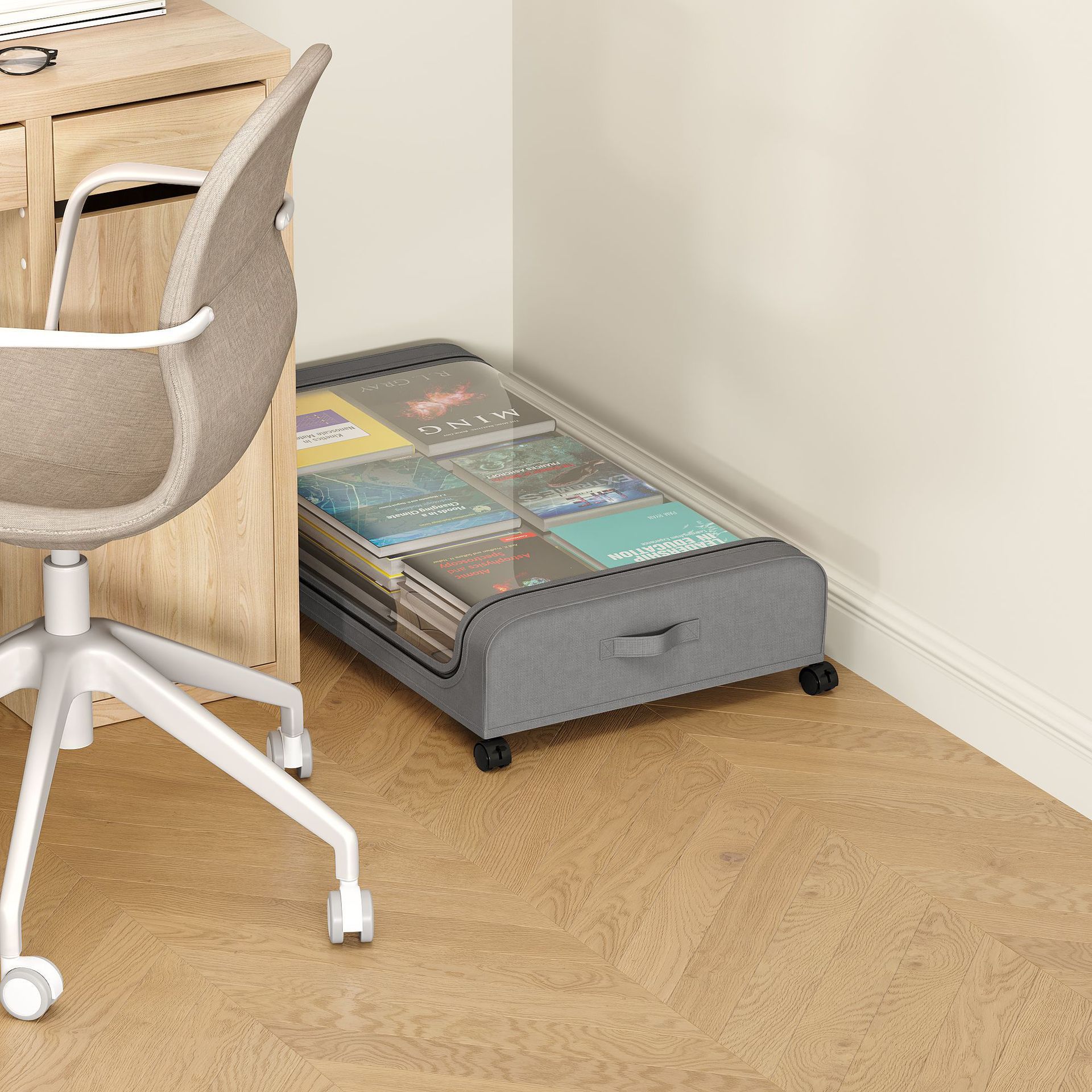 

Подкроватный ящик для хранения пыли с колесами, полка под кроватью, простые ящики для хранения одежды и обуви чёрный