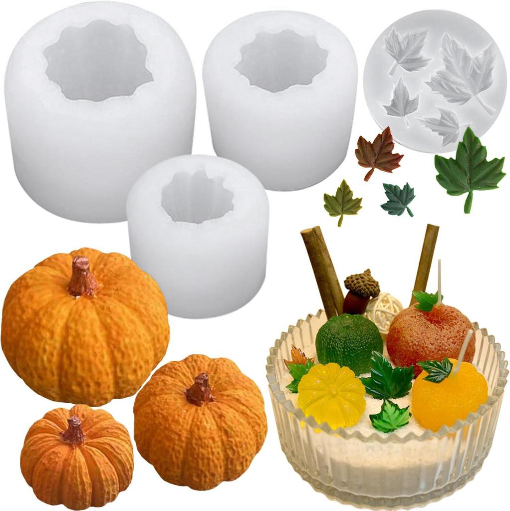 New DIY Festival Pumpkin Shaped Candle Mold Handmade Soap Mold Halloween Gypsum Silicone Decorative Kitchen Baking Candy Mold