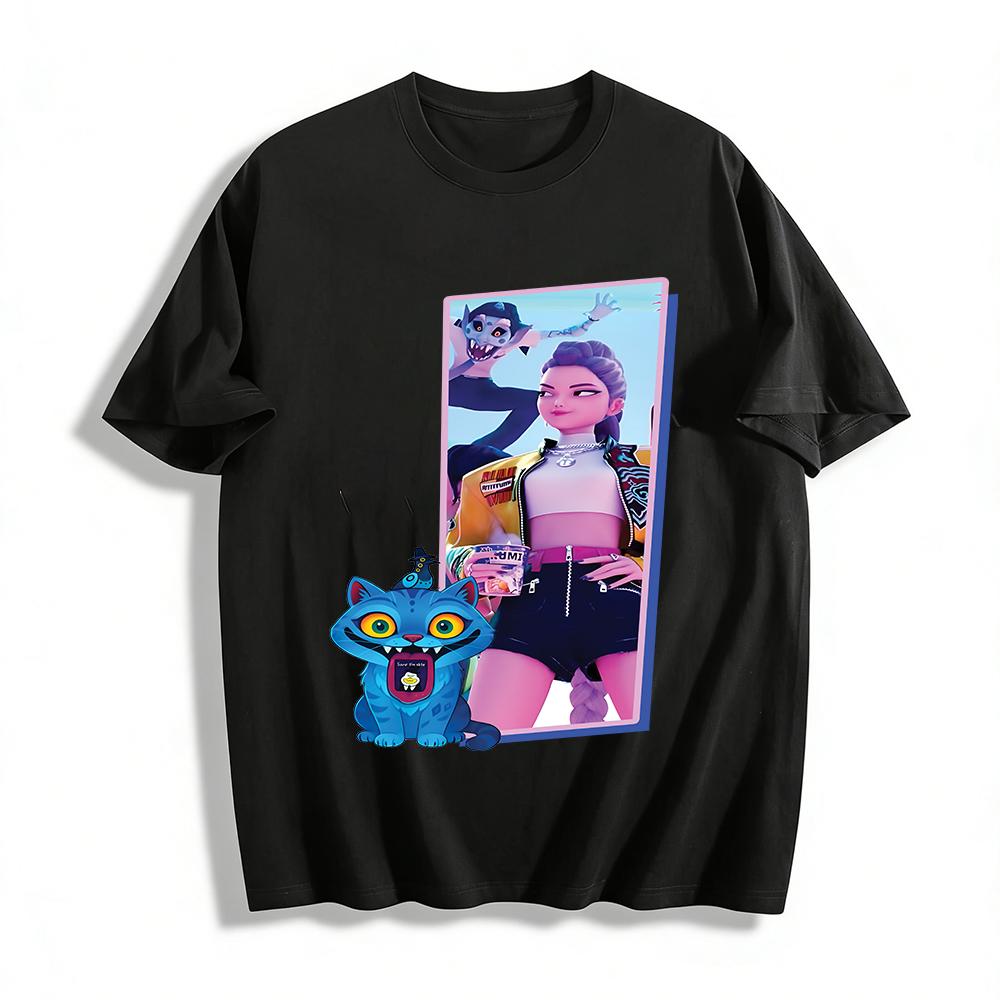 

Cyberpunk Style Cartoon Character Print Top Street Trendy Unisex Loose Casual T-Shirt Pure cotton T-shirt XXS
