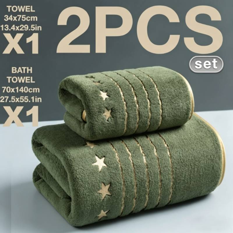 Star Shape Bath Towel Set With Soft Coral Fleece For Bathroom Use