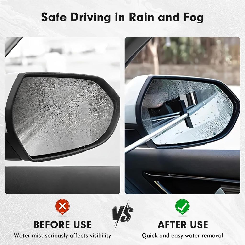 2 Pcs Side Mirror Squeegee, Retractable Car Wiper, Portable Cleaning Tool For Rainy Foggy Weather, Universal Accessories