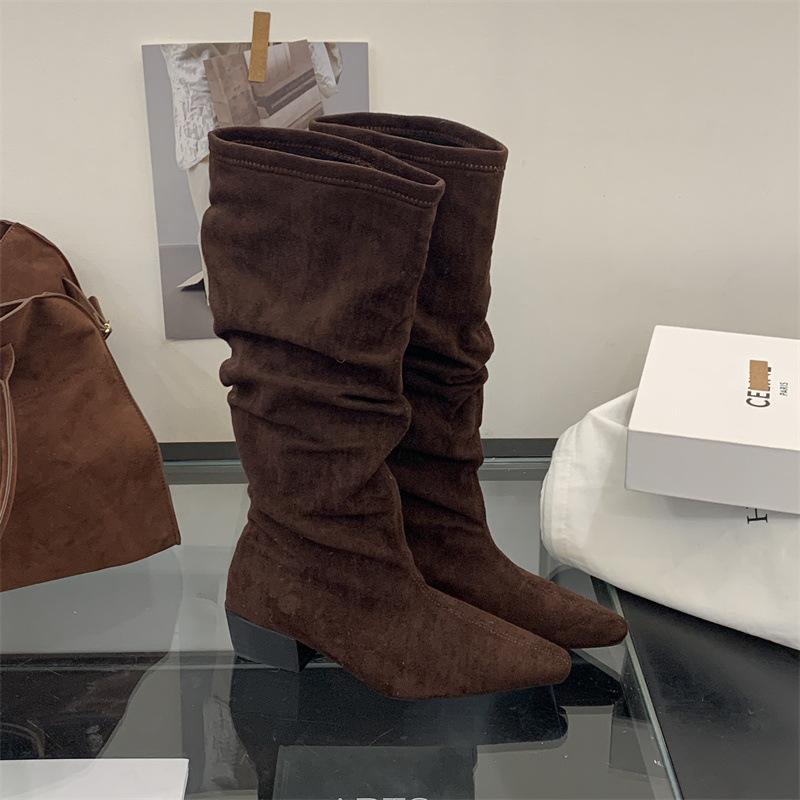 New fashion trend vintage western style women's pointed toe tall boots -Comfortable lightweight height increase not tired feet boots