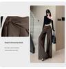Women's 2026 Spring/Summer High-Waisted Wide-Leg Lace-Up Pants - Slimming, Versatile, Draped, Floor-Length Casual Wear