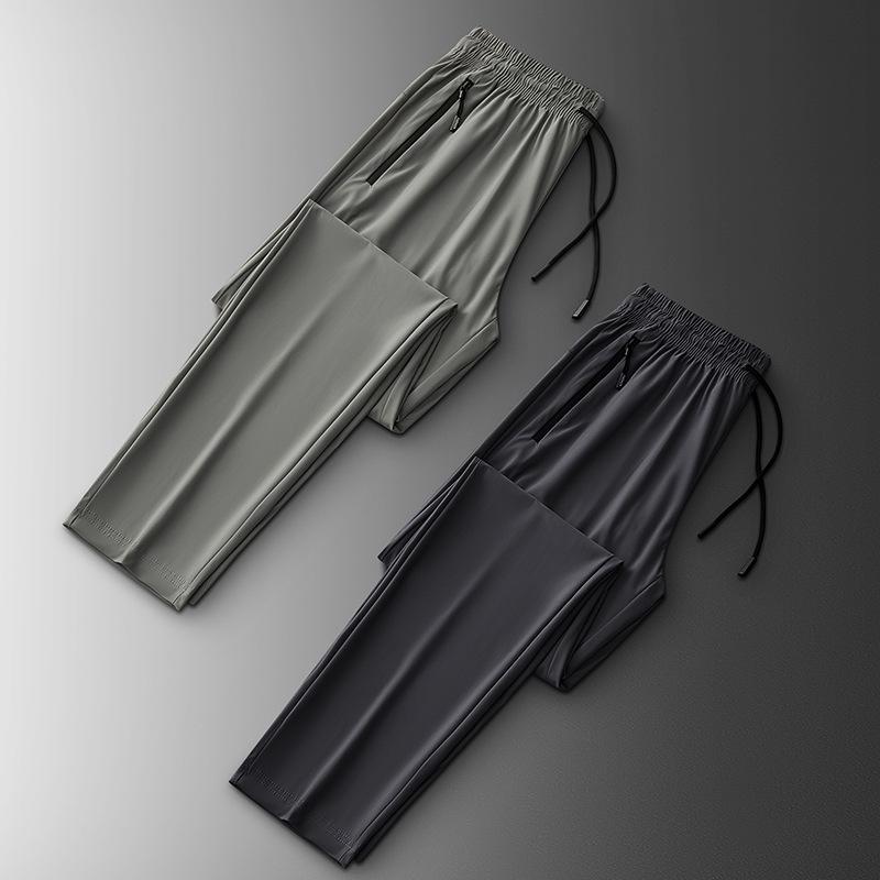 Men's Summer Elastic Ice Silk Quick-Dry Straight-Leg Pants