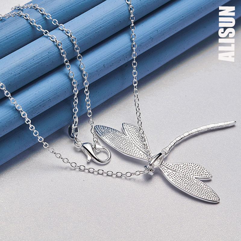 925 Sterling Silver Dragonfly Pendant Necklace Fashionable Wedding Jewelry