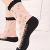 2 Paar Damen-Sommersocken mit Blumenmuster, dünn, transparent, elastisch, atmungsaktiv