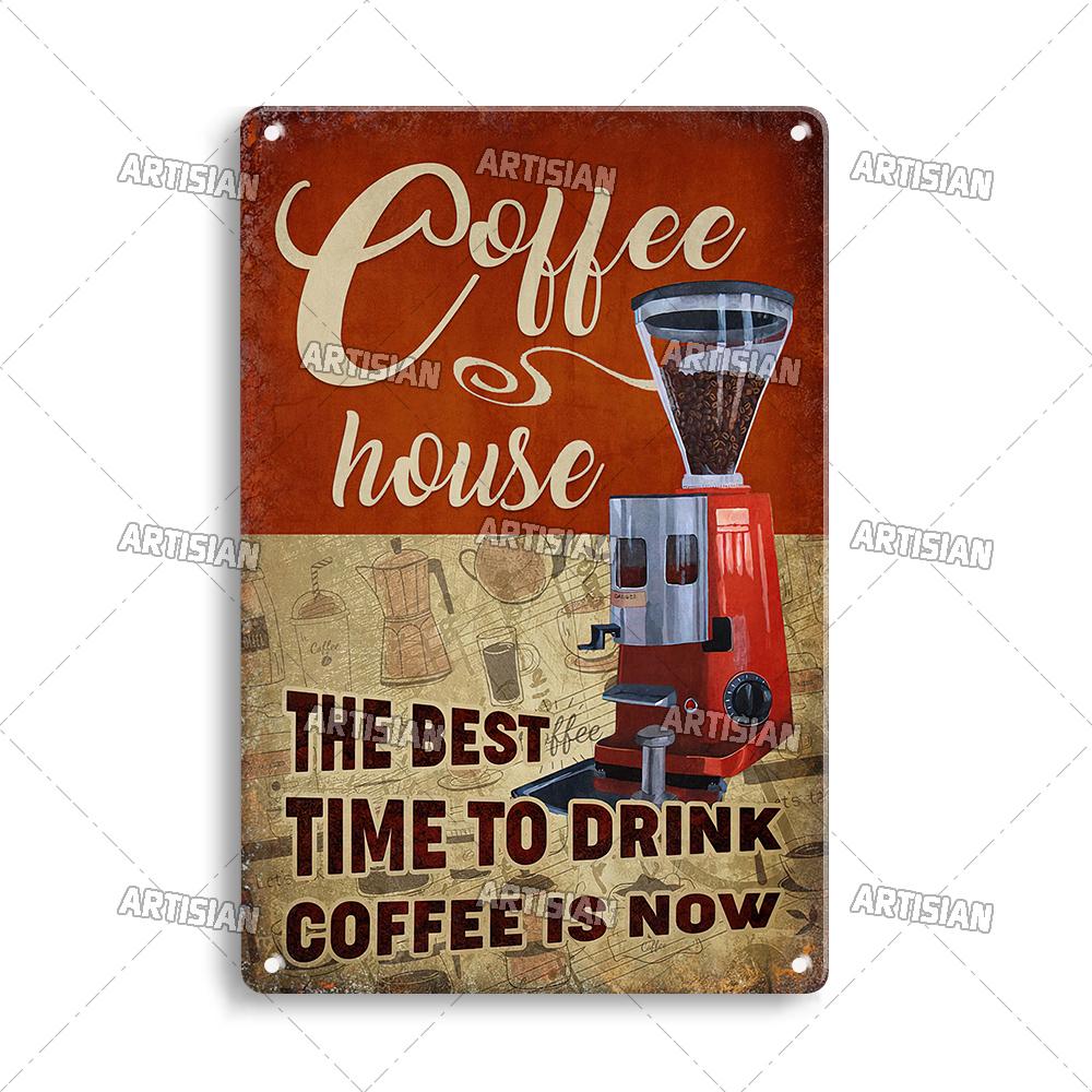 Artisian Coffee Metal Plaque Cute Animal Tin Sign Drinking Funny Decorative Plate Wall Decor Garage Bar Pub Club Hotel Cafe