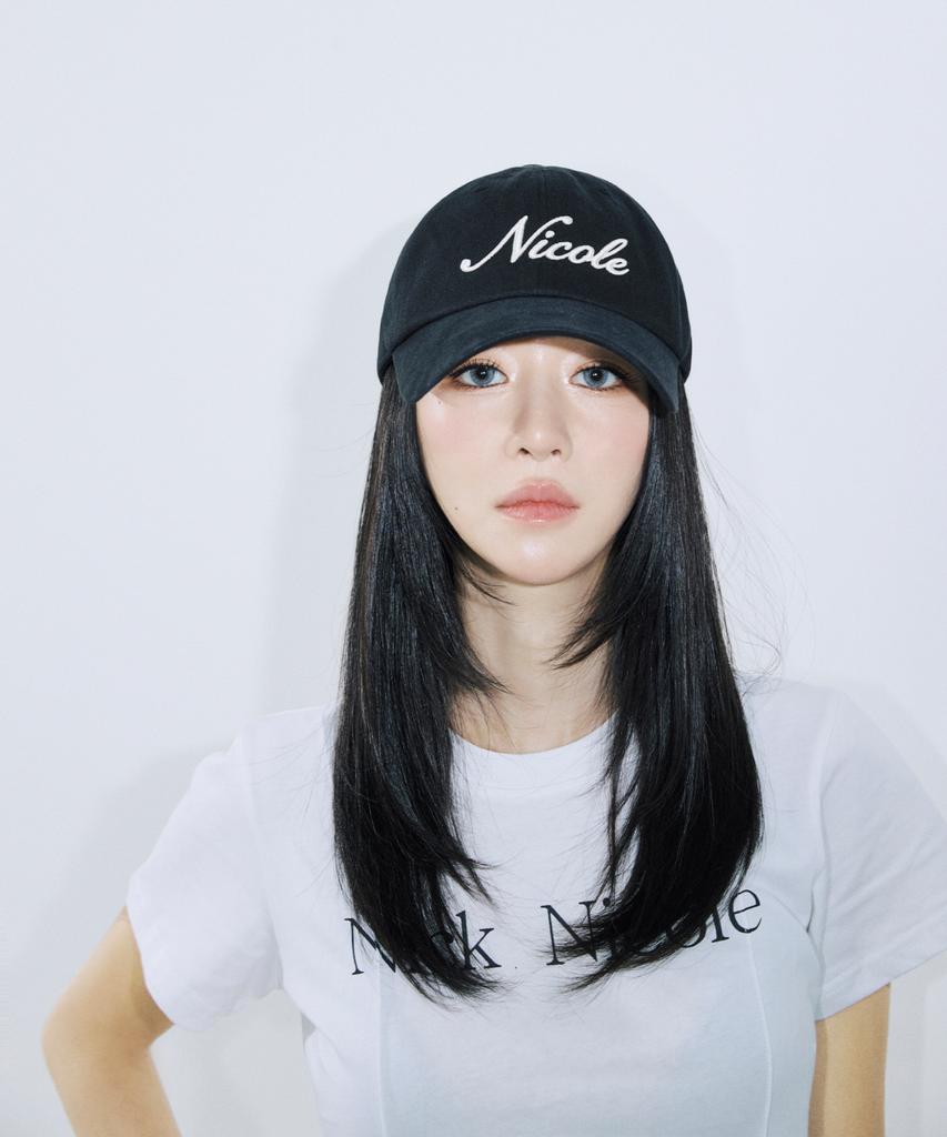 Nigaennikol Nicole Lettering Ball Cap_Black