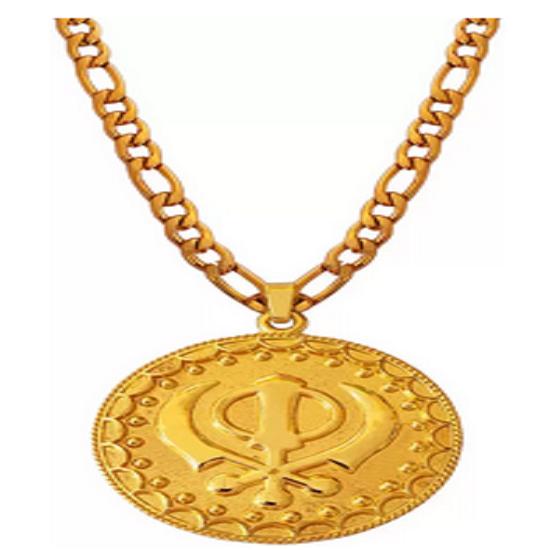 

@ Indian Traditional Alloy Sikh Pendant Golden Color For Unisex
