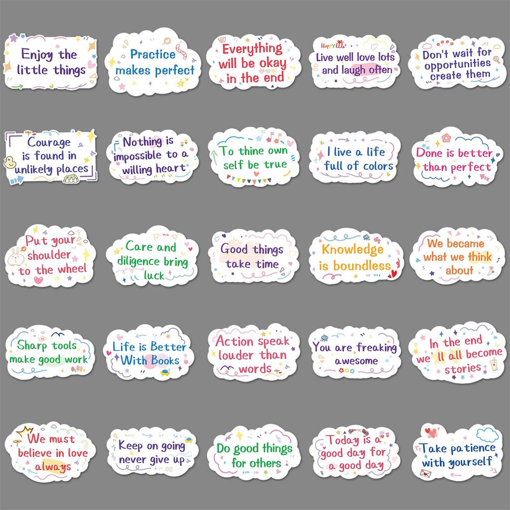 50pcs Motivational English Sentence Stickers: Creative, Waterproof & Versatile for Suitcase, Computer, Motorcycle, and DIY Decoration.