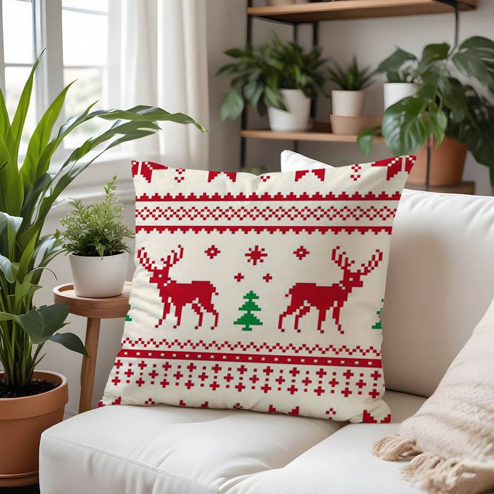 Merry Christmas Red Art Pillow Case  Plush Fabric Soft  Pillowcase Double Sided Print Cushion Cover Household Gifts