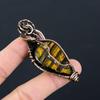 Tiger's Eye Gemstone Pure Copper Wire Wrapped Handmade Jewelry Pendant For Her