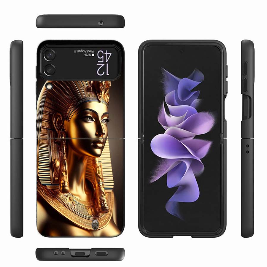 Egyptian Queen Pharaoh Phone Case For Samsung Z Flip 6 7 5G Z Flip 5 Galaxy Z Flip 3 4 5G ZFlip Shockproof Hard Cover TPU PC Coq
