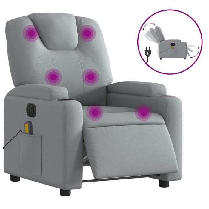 VidaXL Electric Reclining Massage Chair Light Grey Fabric 3204356