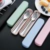 4Pcs/Set Portable Travel Tableware Set Stainless Steel Dinnerware With Box Kitchen Fork Spoon Dinner Set For Kid School Cutlery