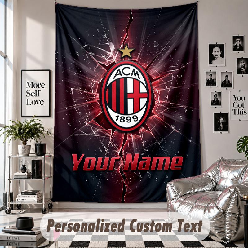 Vægtæppe med personligt navn og tekst, AC Milan Dekorativt Tæppe til Soveværelse