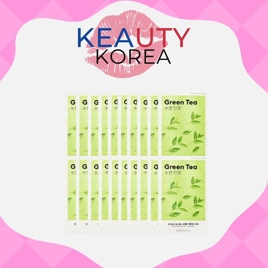 MISSHA Airy Adhesive Sheet Mask Green Tea, 20 sheets 19g