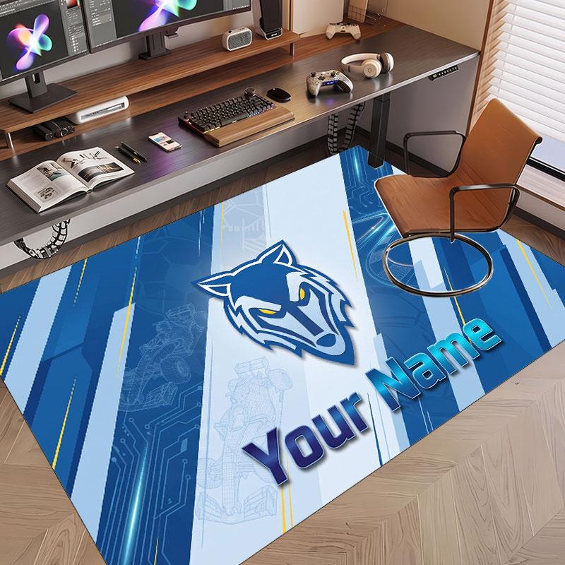 Custom Rug Warrington Wolves Pattern Print Name Text Soft Non‑Slip Floor Carpet for Home Indoor Decoration