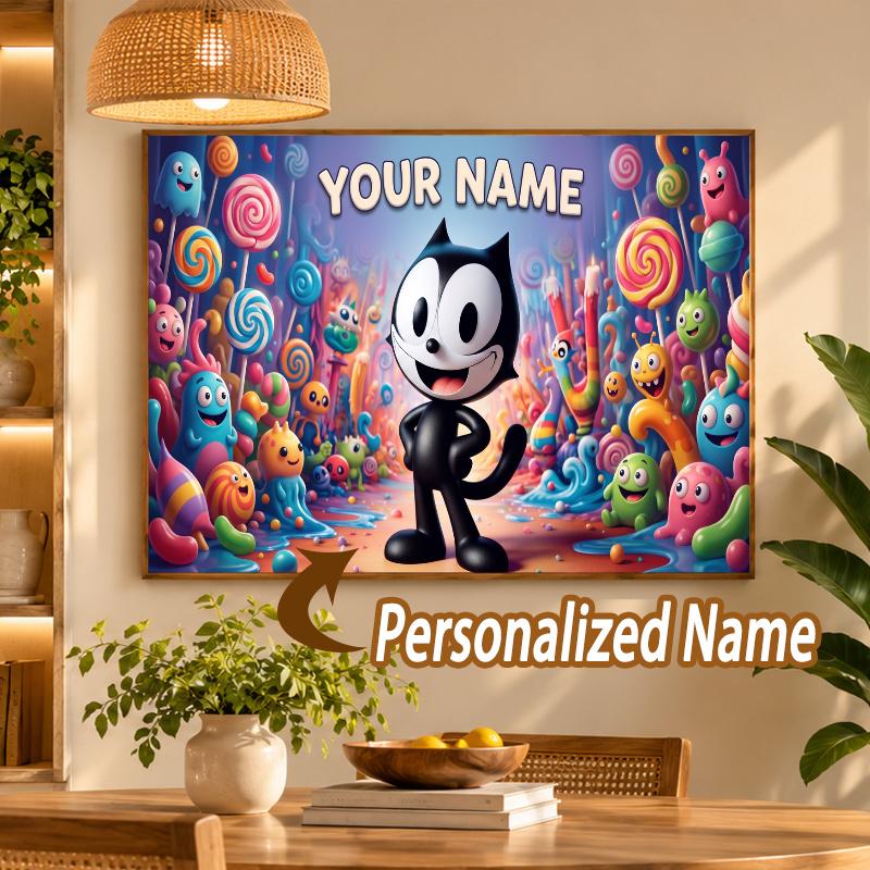 Custom Name Felix the Cat 5D Diamond Painting Personalized Full Drill Diamond Art Kit Gift