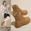 Ins Trendy Martin Boots Women's 2024 Autumn New British Platform-soled Student Short Boots Versatile Locomotive Rhubarb Boots Women's Shoes