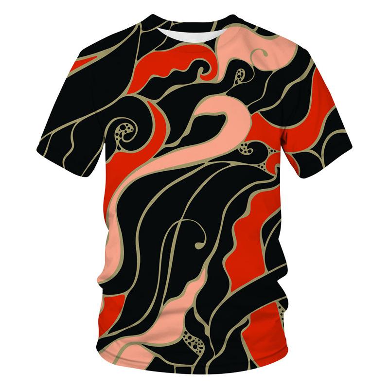 T-shirt Estiva da Uomo Girocollo Stampata in 3D Moda Versatile Traspirante Tendenza Casual