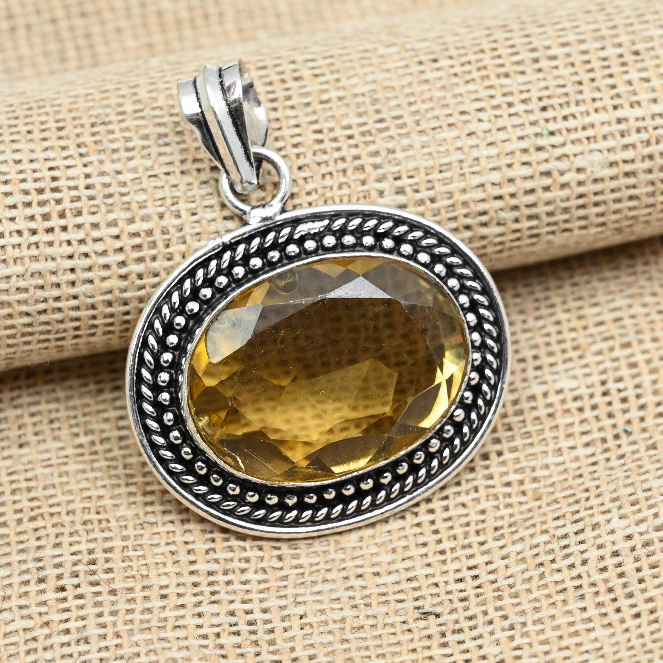 

Отличный цитрин драгоценный камень стерлингового серебра 925 пробы ручной работы юбилейный подарок кулон 1.77 Inches жёлтый