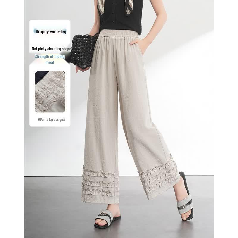 TERRE BLEUE Women s Summer Breathable Lace Cropped Wide-Leg Pants XL