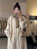 Thick Long Faux Mink Cable Knit Cardigan and Leather-Fur Eco Coat for Women Winter