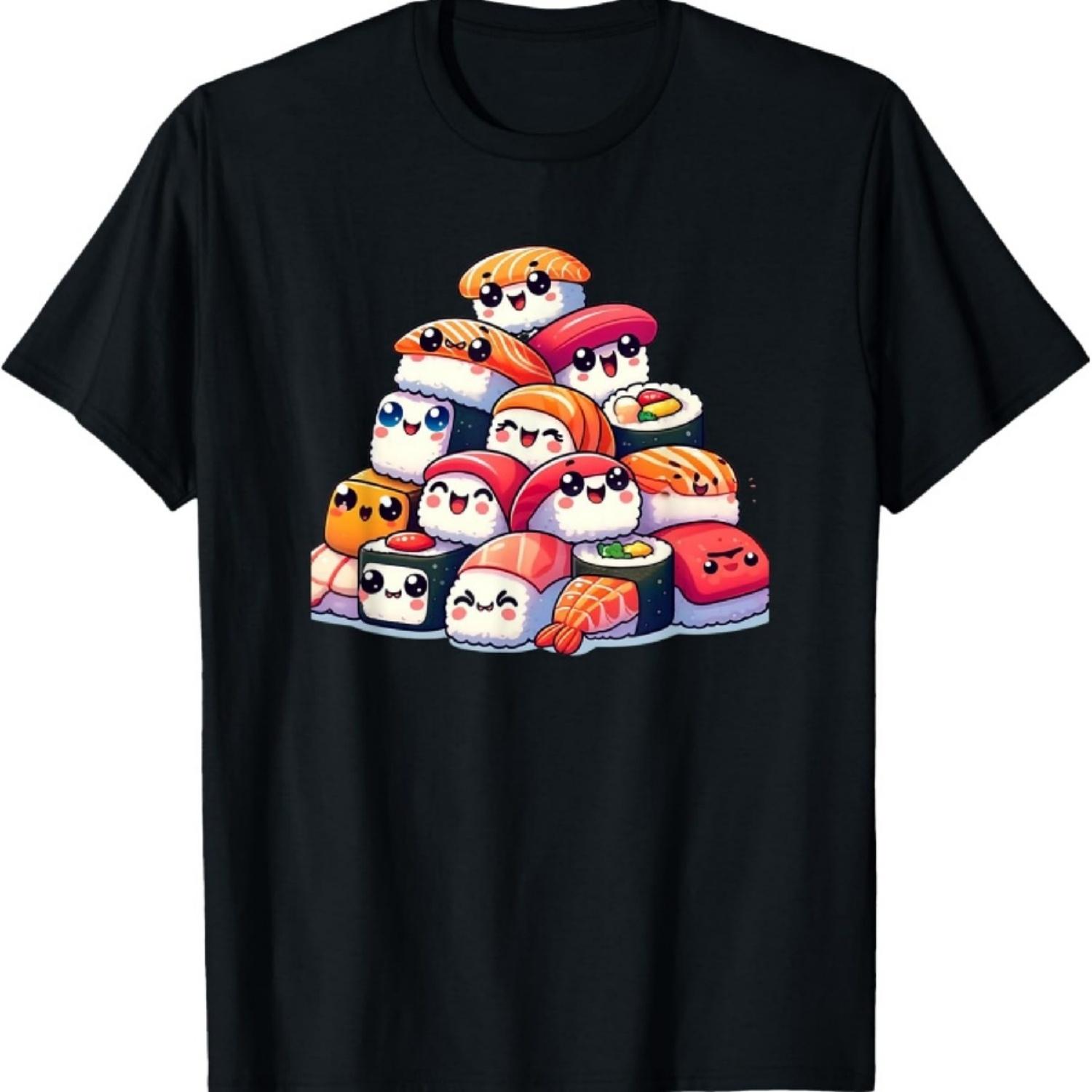 

Kawaii Anime Sushi Kids Boys Girls T-Shirt XXXXXL чёрный