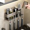 Bathroom Electric Toothbrush Rack Large Space Punch-free Wall-mounted Tooth Brush Stand For
