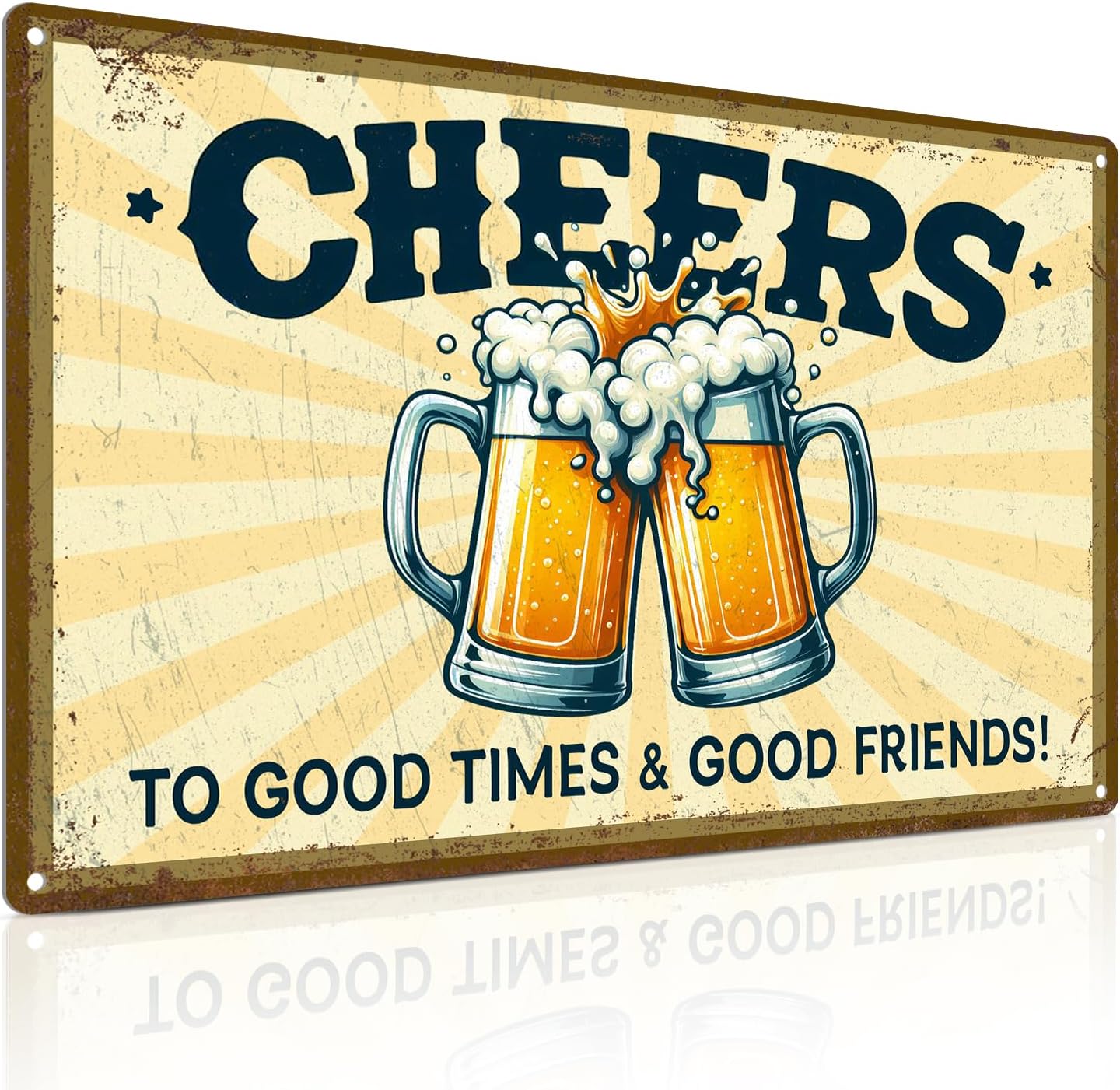 

ALKB Vintage Bar Decor Pub Cheers Sign for Man Cave Wall Decor Cheers to Good Time Good FriendsAluminum 20x30cm（7.8x11.8inch）