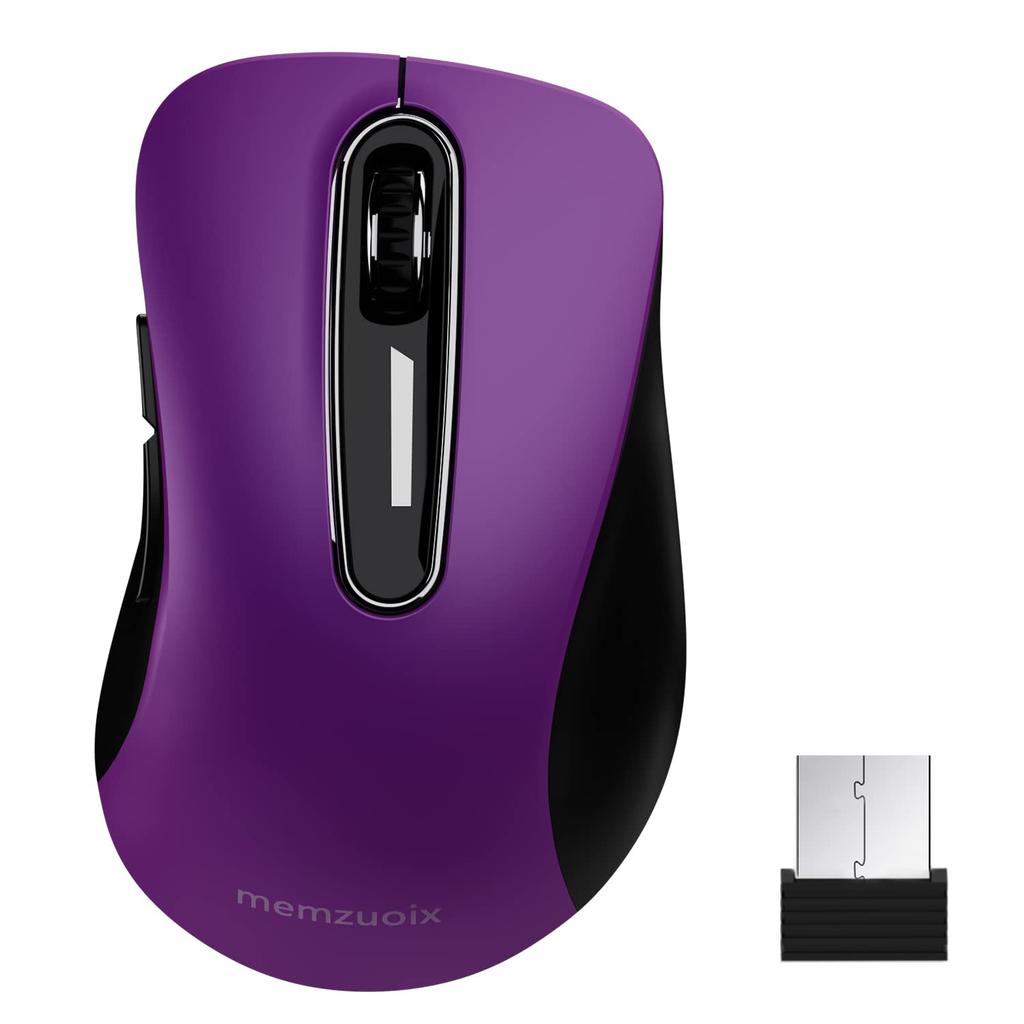 Memzuoix Wireless Mouse Ergonomic Design with USB Receiver 1200 DPI Compatible with Purple Wireless Mouse 2.4G 5-Button Laptops/Desktops/Macs/PCs