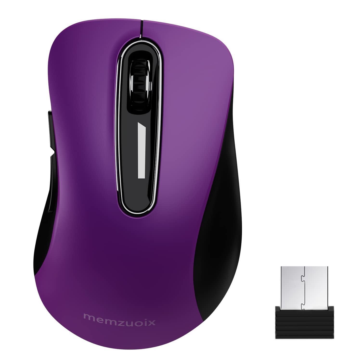

Memzuoix Wireless Mouse Ergonomic Design with USB Receiver 1200 DPI Compatible with Purple Wireless Mouse 2.4G 5-Button Laptops/Desktops/Macs/PCs